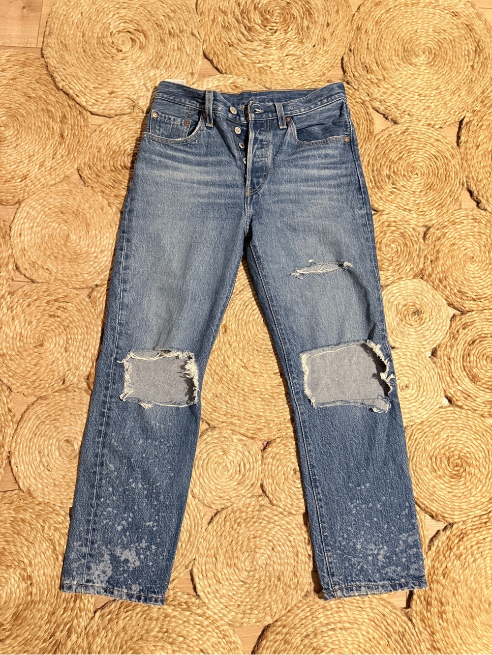 Levi's Distressed Blue Cropped Ankle Jeans